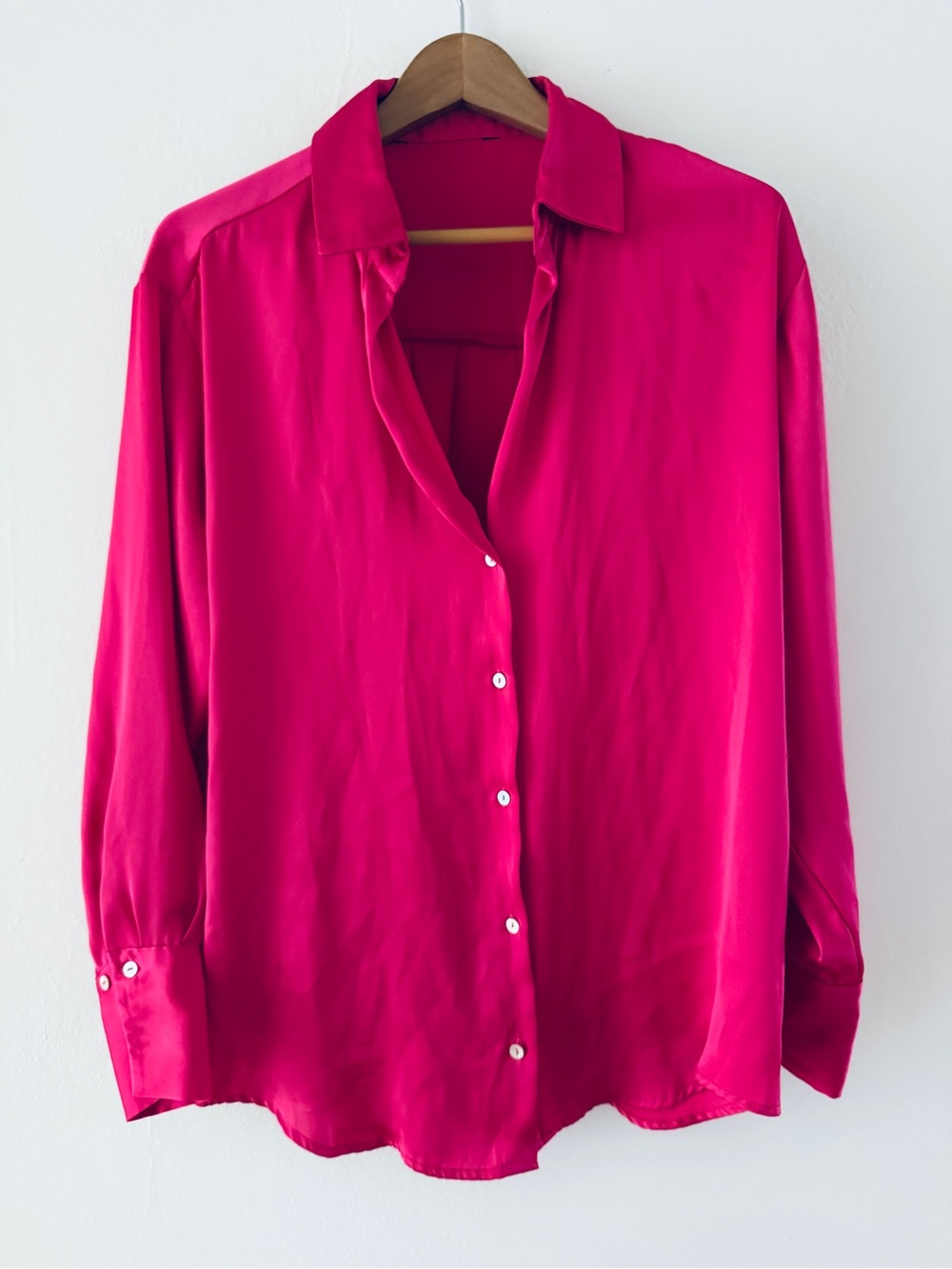 Zara Fuchsia Button-Down Blouse
